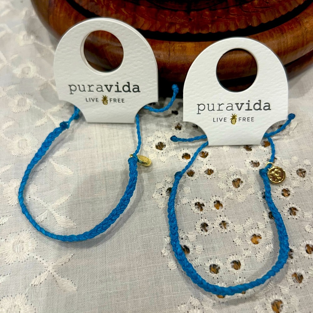 Sky Blue Matching Pair of Pura Vida braided bracelets